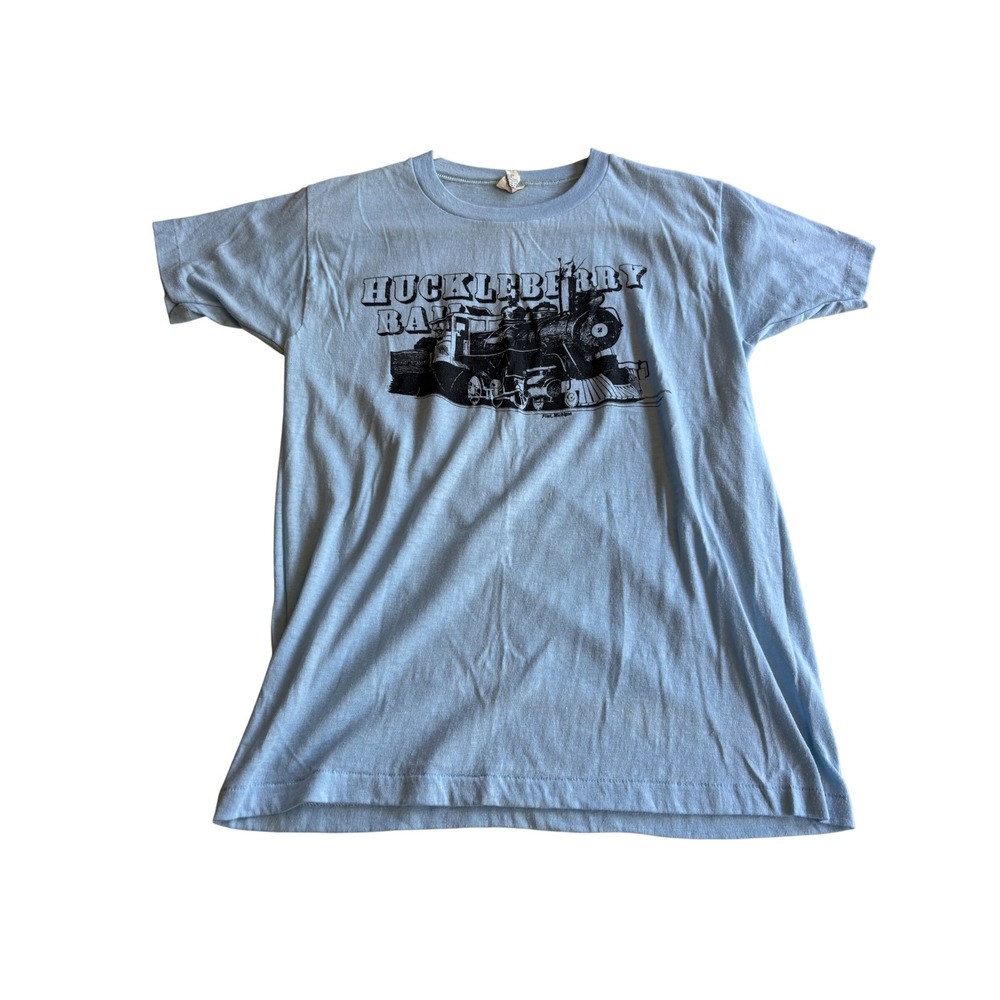Vintage Huckleberry Railroad T Shirt Youth Medium Blue‎ Flint Michigan